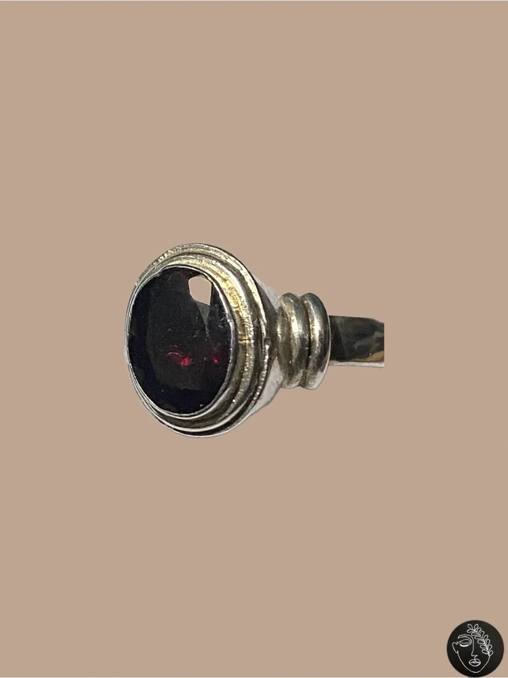VTG NWT Sterling Silver 925 Red Garnet Solitaire Ring Size 5.5 Boho